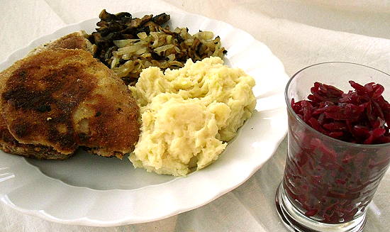 Sellerieschnitzel & rotes Sauerkraut